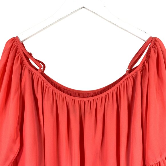 Cold shoulder mini dress 3/4 sleeve coral color dress size  medium STRUT & BOLT - Picture 6 of 14